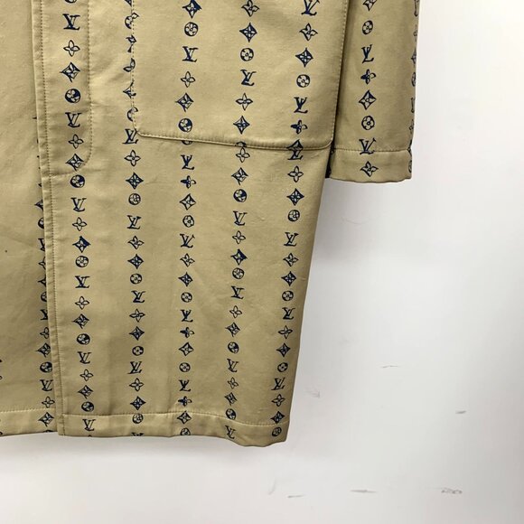 Louis Vuitton Brown Monogram Long-Sleeve Cotton Coat 46 Made In Italy - Picture 5 of 7